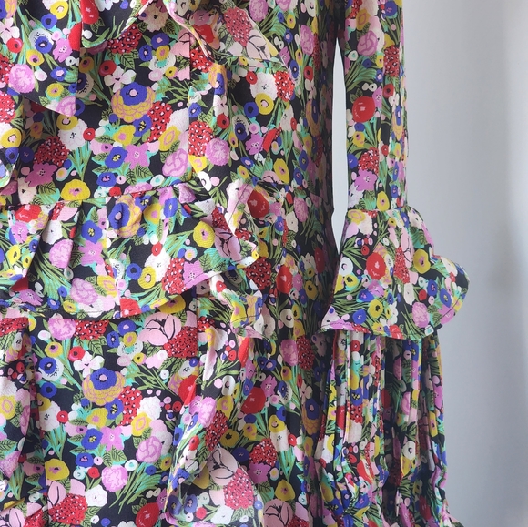 La DoubleJ Floral Silk Long Dress SZ 10 - Picture 6 of 7